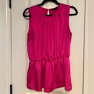 Dark Pink Sleeveless Blouse with cinched waist